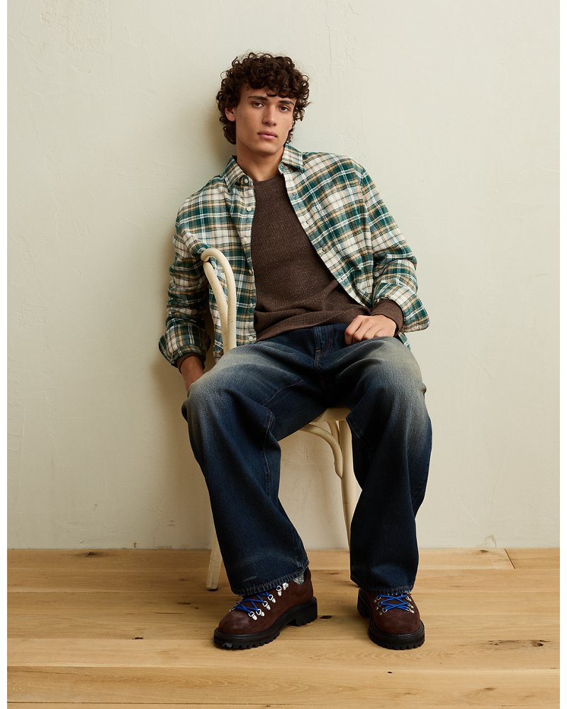AE Standard Fit Flannel Button-Up Shirt