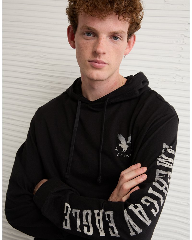 AE Standard Fit Lightweight Logo Graphic Hoodie T-Shirt