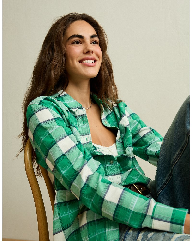 AE Throwback Flannel Button-Up Shirt