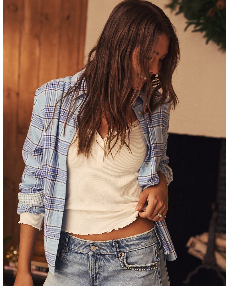 AE Throwback Flannel Button-Up Shirt