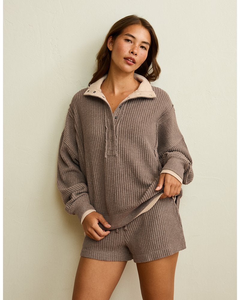 AE Big Hug Snap-Front Henley Sweatshirt