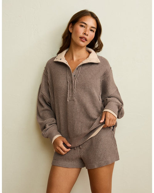 AE Big Hug Snap-Front Henley Sweatshirt