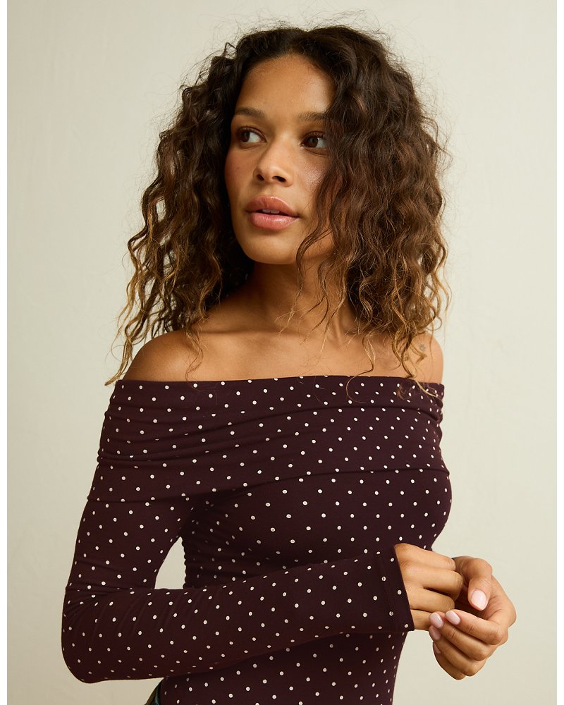 AE Foldover Off-The-Shoulder Bodysuit