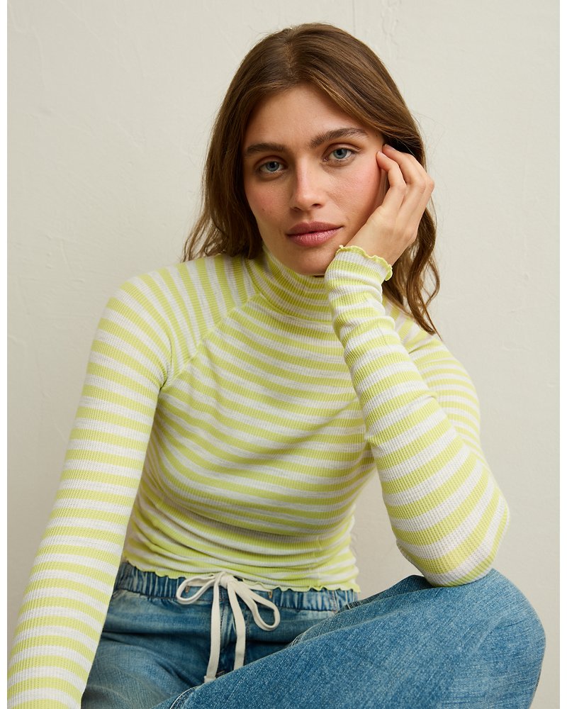 AE Soft & Sexy Waffle Mock Neck Tee