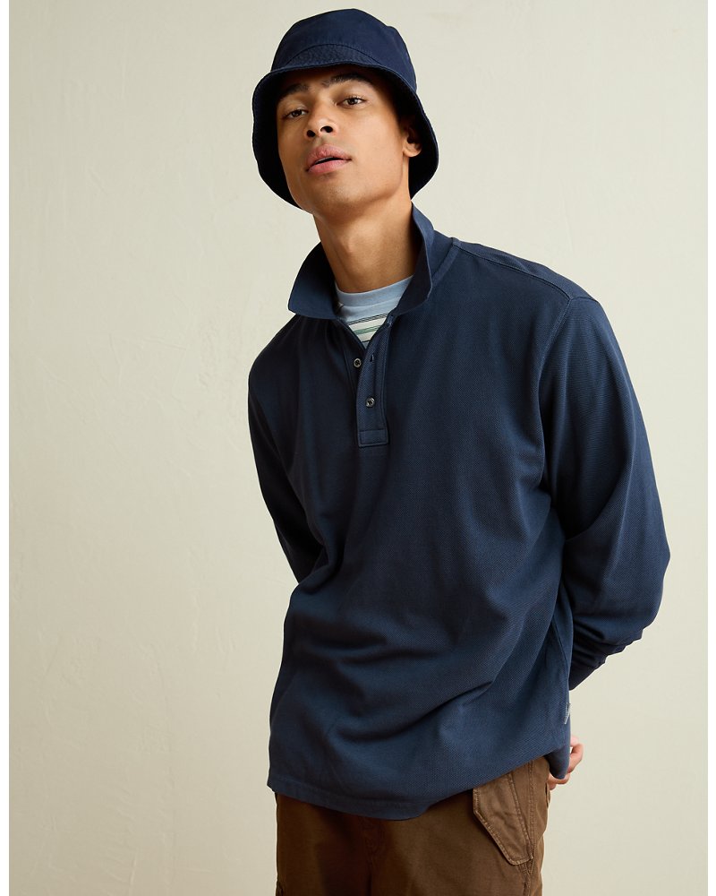 AE Standard Fit Long-Sleeve Pique Polo Shirt